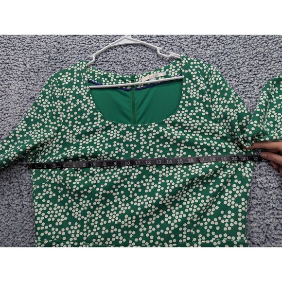 Boden Julianna Ponte Fit and Flare Midi Dress Size 16 Long Polka Dot Modal Green - Picture 12 of 15